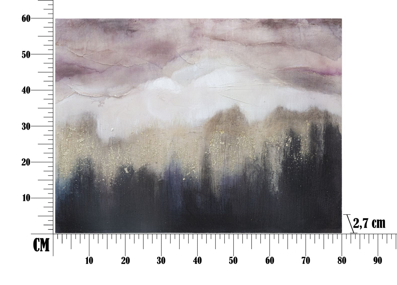 Tablou pictat manual, Pink Mountain Multicolor, 80 x 60 cm (5)