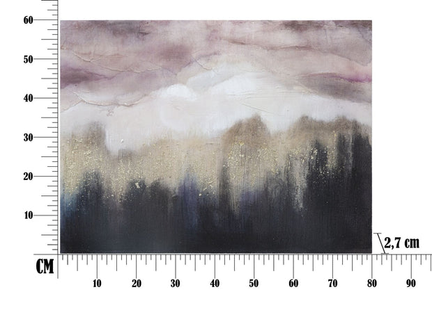 Tablou pictat manual, Pink Mountain Multicolor, 80 x 60 cm (5)