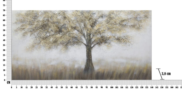 Tablou pictat manual Tree Dark A Multicolor, 140 x 70 cm (5)