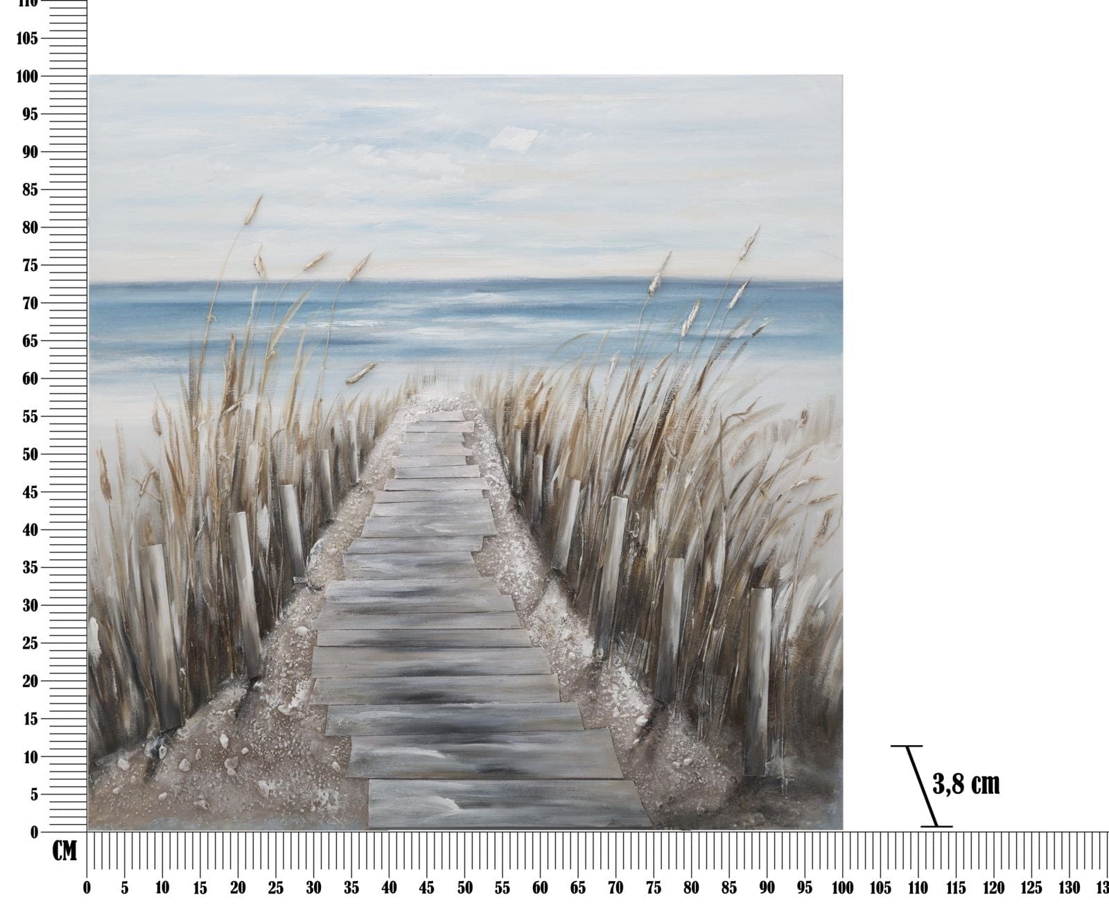 Tablou pictat manual Wild Beach Multicolor, 100 x 100 cm (6)