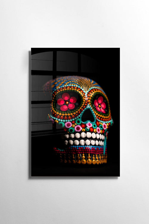 Asir Tablou Sticla Colorful Skull 1132 Multicolor, 30 x 45 cm