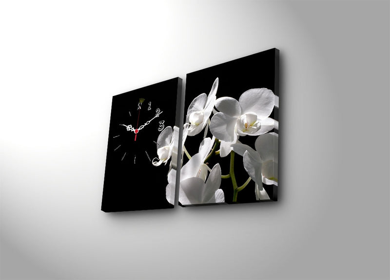 Tablou 2 piese, Canvas Flower Clock 2P3040CSMOR-2 Multicolor, 64 x 40 cm (1)