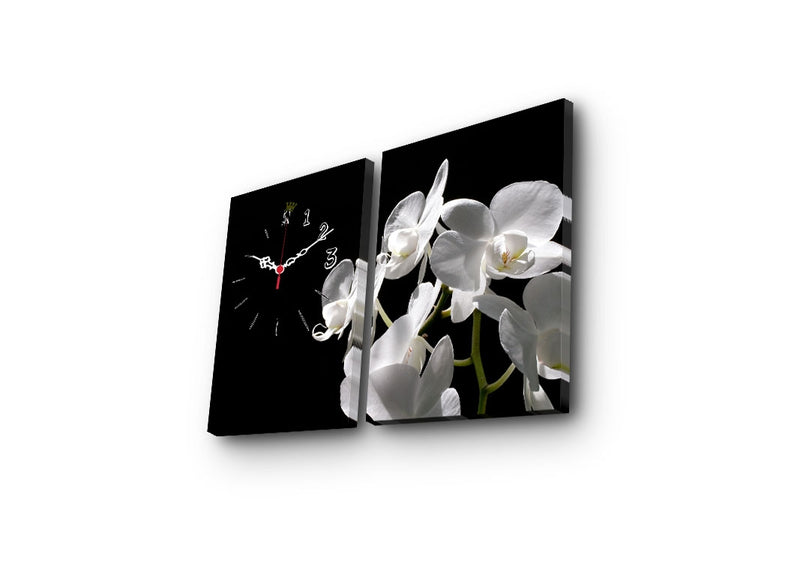 Tablou 2 piese, Canvas Flower Clock 2P3040CSMOR-2 Multicolor, 64 x 40 cm (3)