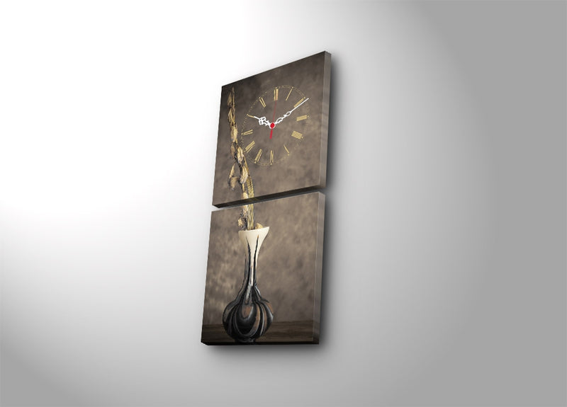 Tablou 2 piese, Canvas Vase Clock 2P2828CS-20 Multicolor, 28 x 60 cm (1)