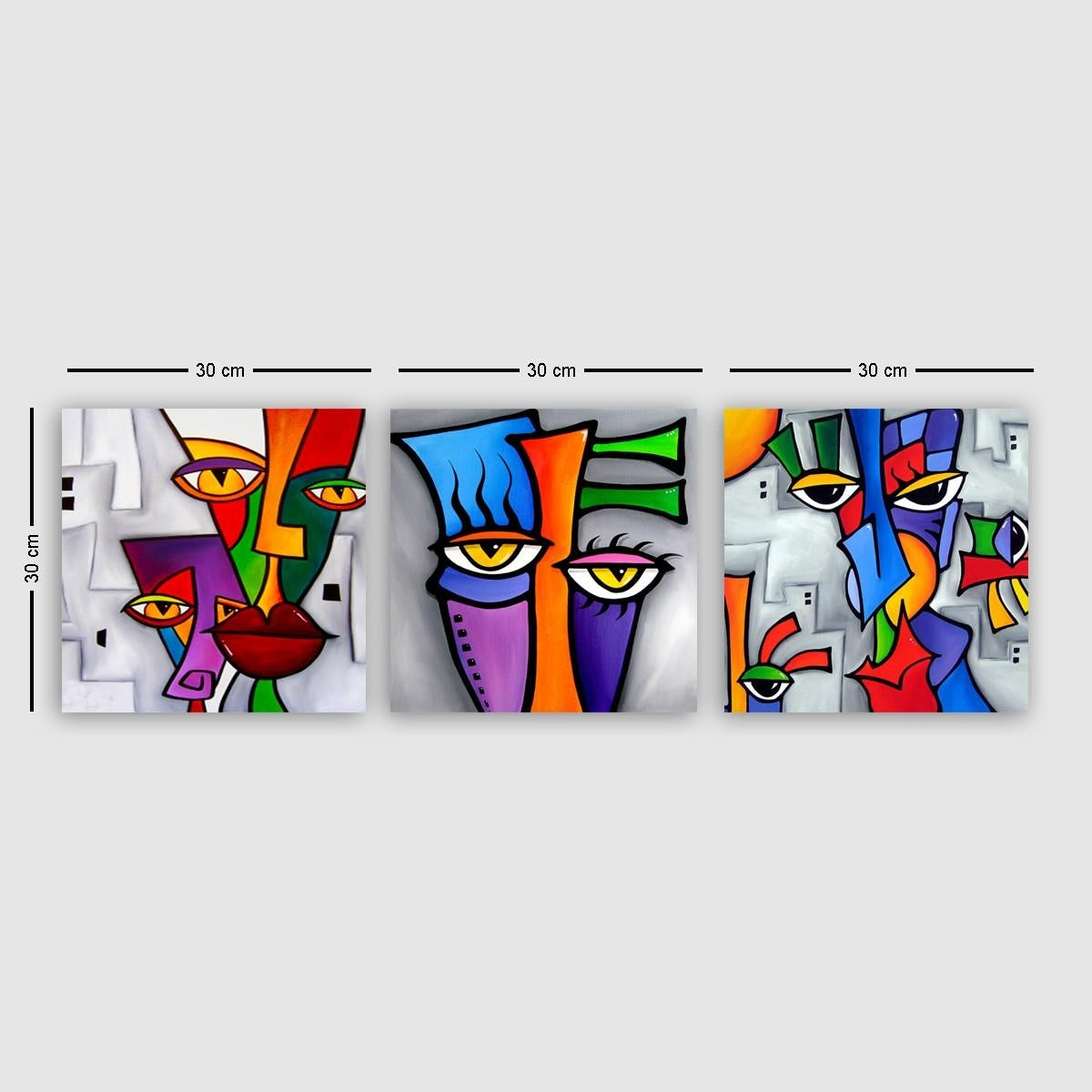 Tablou 3 piese Canvas Eyes 3P5434755 Multicolor, 90 x 30 cm (1)