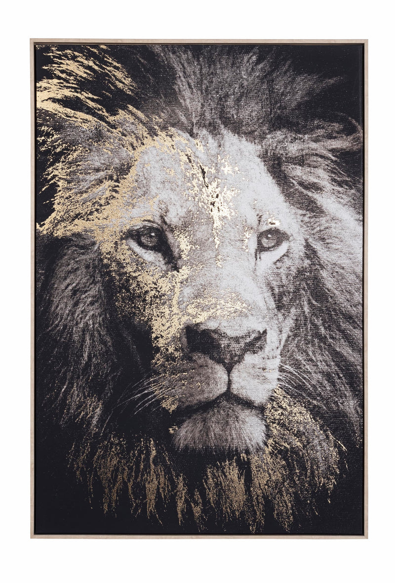 Tablou Canvas Bold 906 Lion Negru / Auriu, 82 x 122 cm