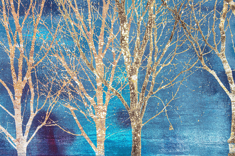 Tablou Canvas Gallery 885 Trees Albastru / Auriu, 100 x 70 cm (1)