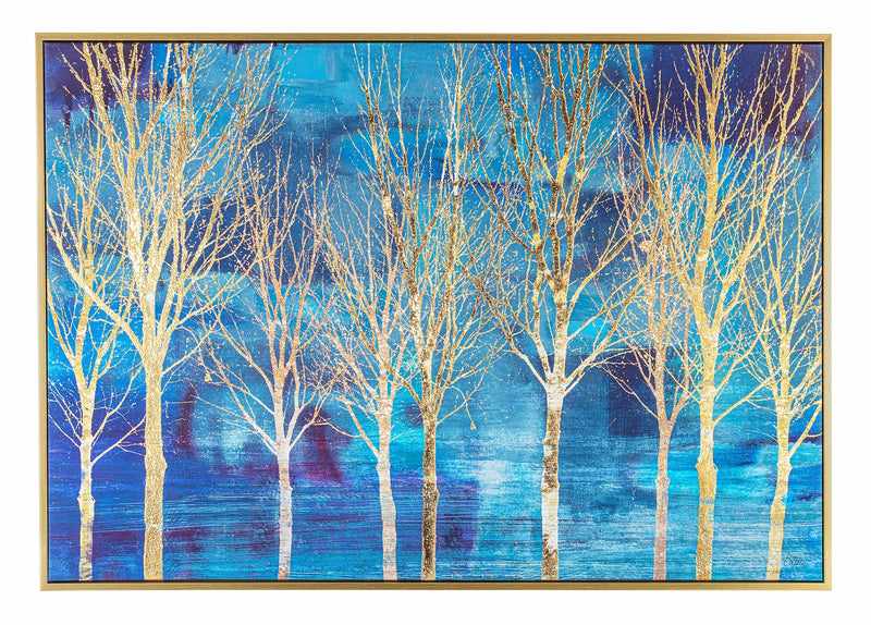 Tablou Canvas Gallery 885 Trees Albastru / Auriu, 100 x 70 cm