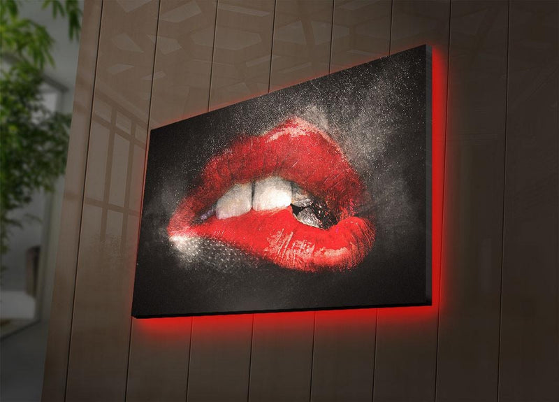 Tablou Canvas Led Red Lips 4570DACT-64 Multicolor, 70 x 45 cm