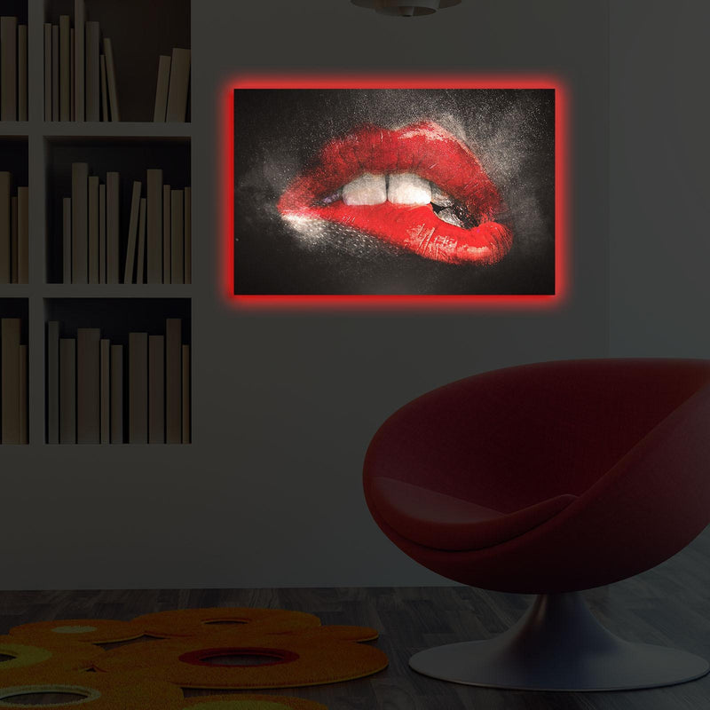 Tablou Canvas Led Red Lips 4570DACT-64 Multicolor, 70 x 45 cm (3)