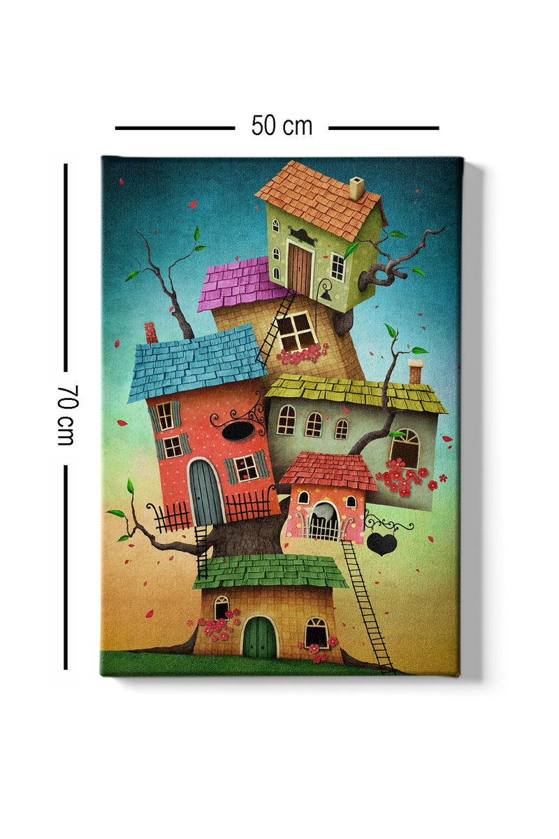 Tablou Canvas Tree With Houses 181 Multicolor, 50 x 70 cm (2)