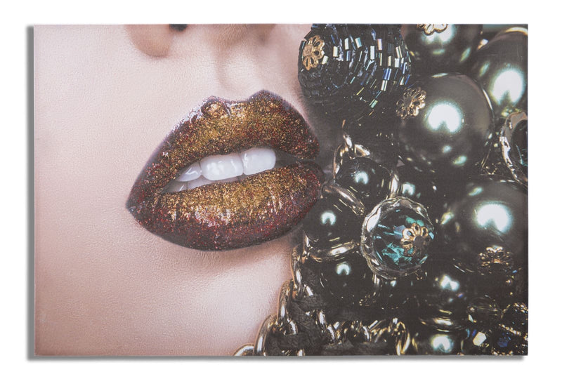 Tablou pictat manual, Beautiful Lips Multicolor, 120 x 80 cm