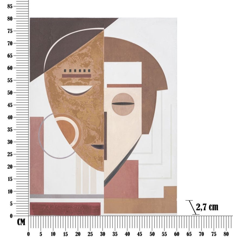 Tablou pictat manual, Ethnic Face Small Multicolor, 60 x 80 cm (5)