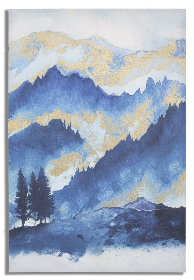Tablou pictat manual, Mountain Tree Multicolor, 80 x 120 cm