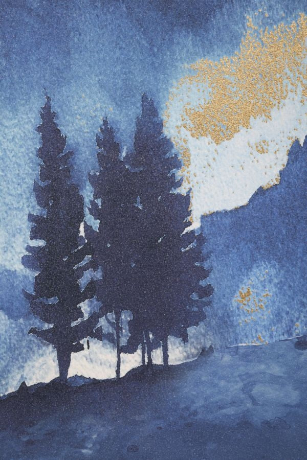 Tablou pictat manual, Mountain Tree Multicolor, 80 x 120 cm (2)