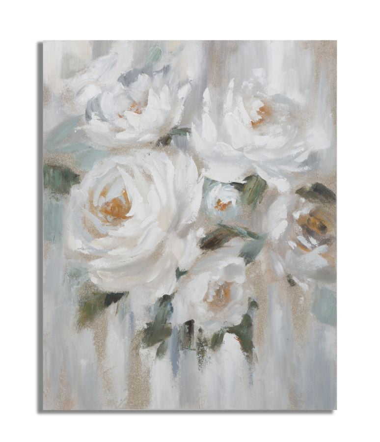 Tablou pictat manual, Pearl Flowers Multicolor, 80 x 100 cm