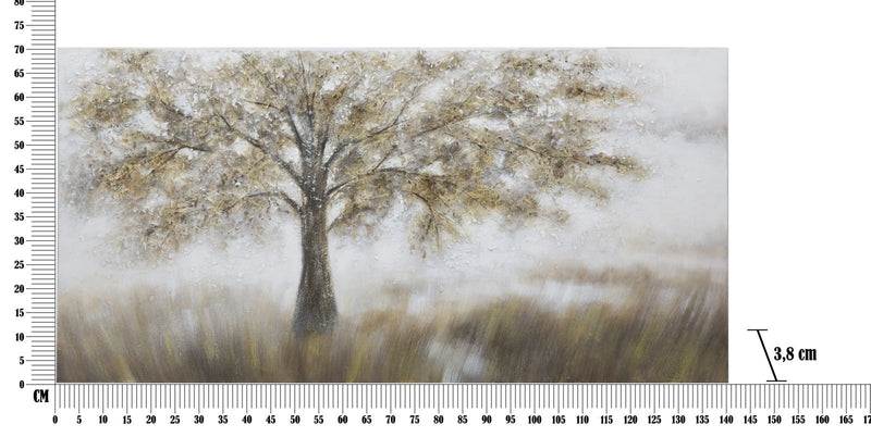 Tablou pictat manual Tree Dark B Multicolor, 140 x 70 cm (5)