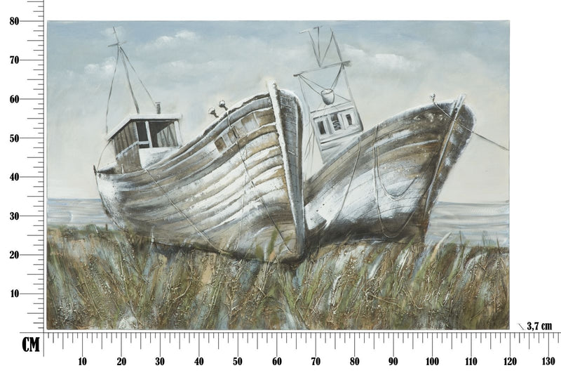 Tablou pictat manual Two Boats, 80 x 120 cm (5)