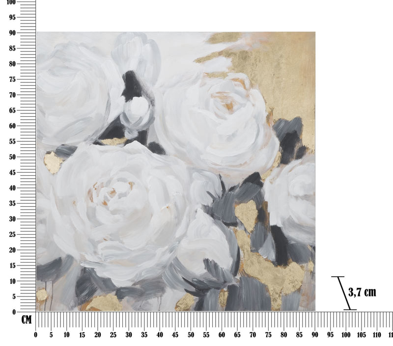 Tablou pictat manual, White Flowers I Multicolor, 90 x 90 cm (6)