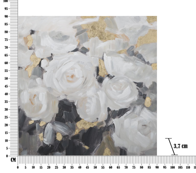 Tablou pictat manual, White Flowers II Multicolor, 90 x 90 cm (6)