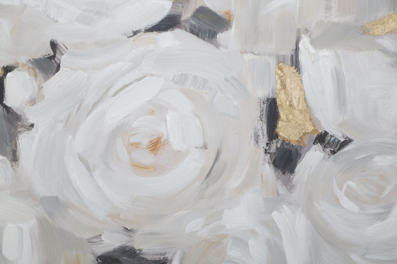 Tablou pictat manual, White Flowers II Multicolor, 90 x 90 cm (2)