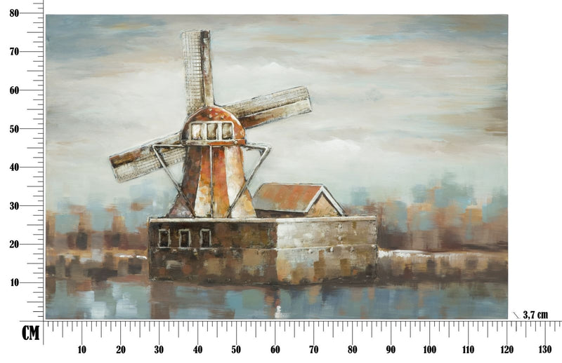 Tablou pictat manual Windmill Village, 80 x 120 cm (7)