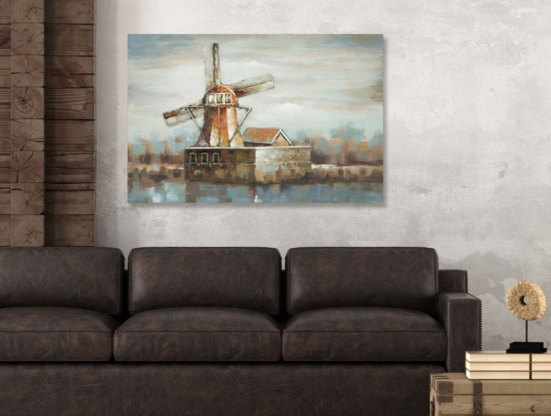 Tablou pictat manual Windmill Village, 80 x 120 cm (6)