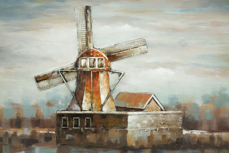 Tablou pictat manual Windmill Village, 80 x 120 cm (1)