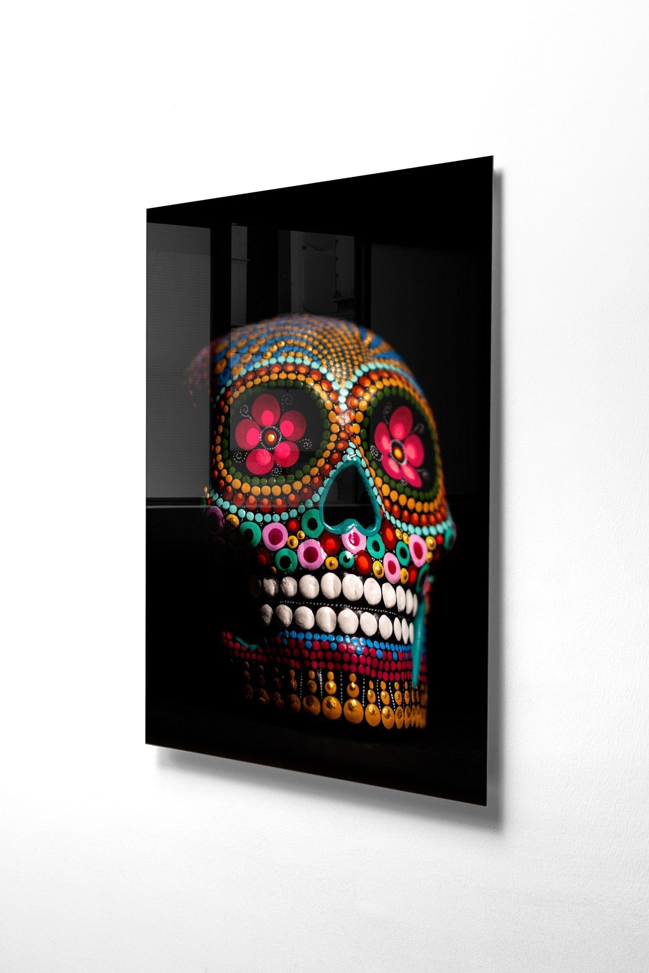 Tablou Sticla Colorful Skull 1132 Multicolor, 30 x 45 cm (3)