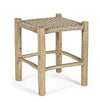Taburet din fibre sintetice si lemn de tec, Lampok Natural, l38xA38xH45 cm