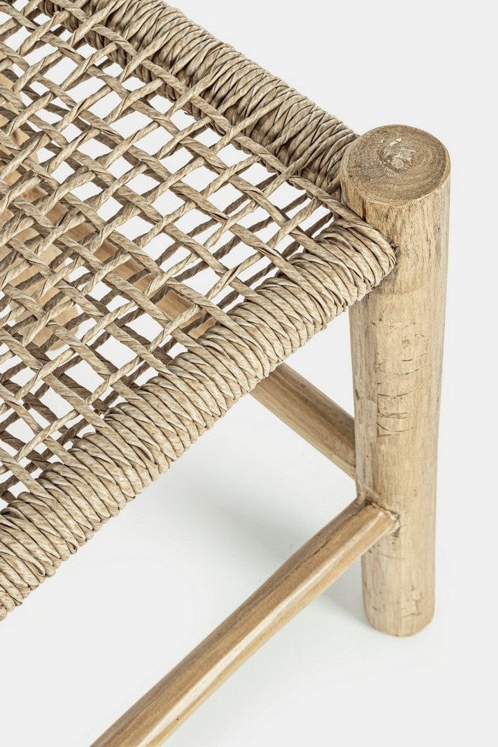 Taburet din fibre sintetice si lemn de tec, Lampok Natural, l38xA38xH45 cm (3)