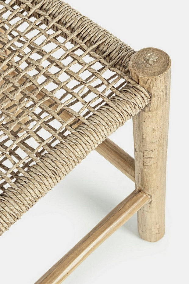 Taburet din fibre sintetice si lemn de tec, Lampok Natural, l38xA38xH45 cm (3)