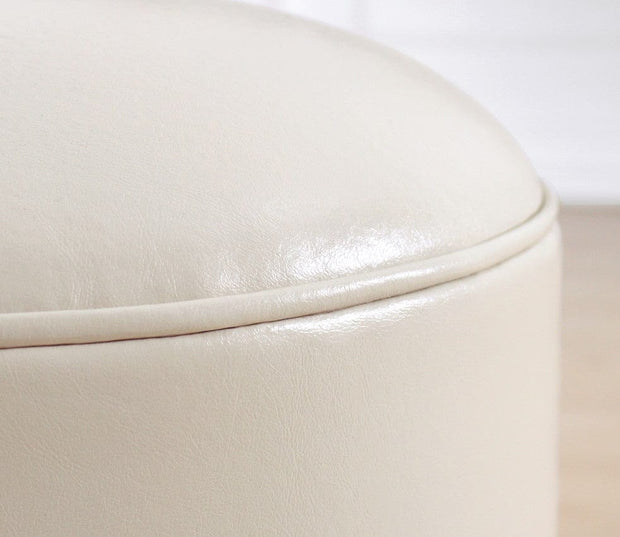 Asir Taburet tapitat cu piele ecologica, Milotte Crem, Ø42xH43 cm