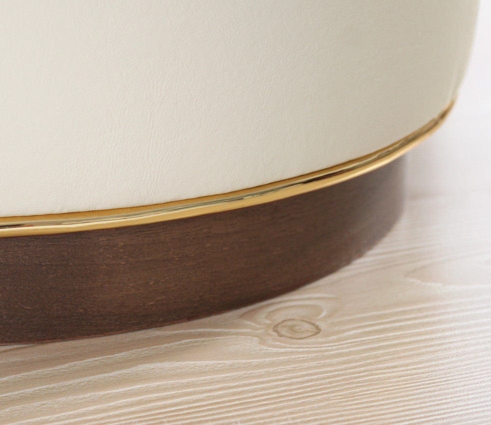 Asir Taburet tapitat cu piele ecologica, Milotte Crem, Ø42xH43 cm