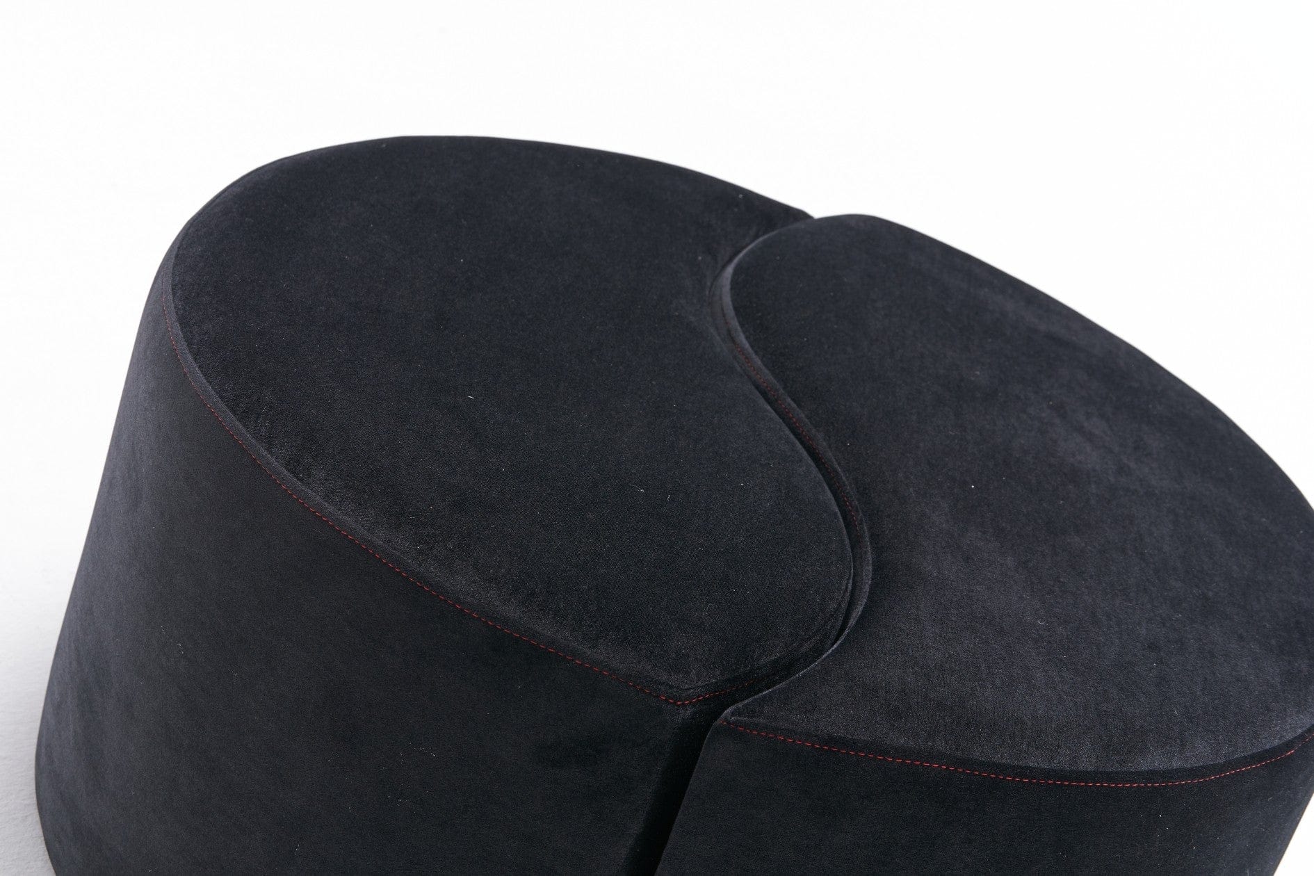 Asir Taburet tapitat cu stofa, Alis Negru, Ø80xH40 cm