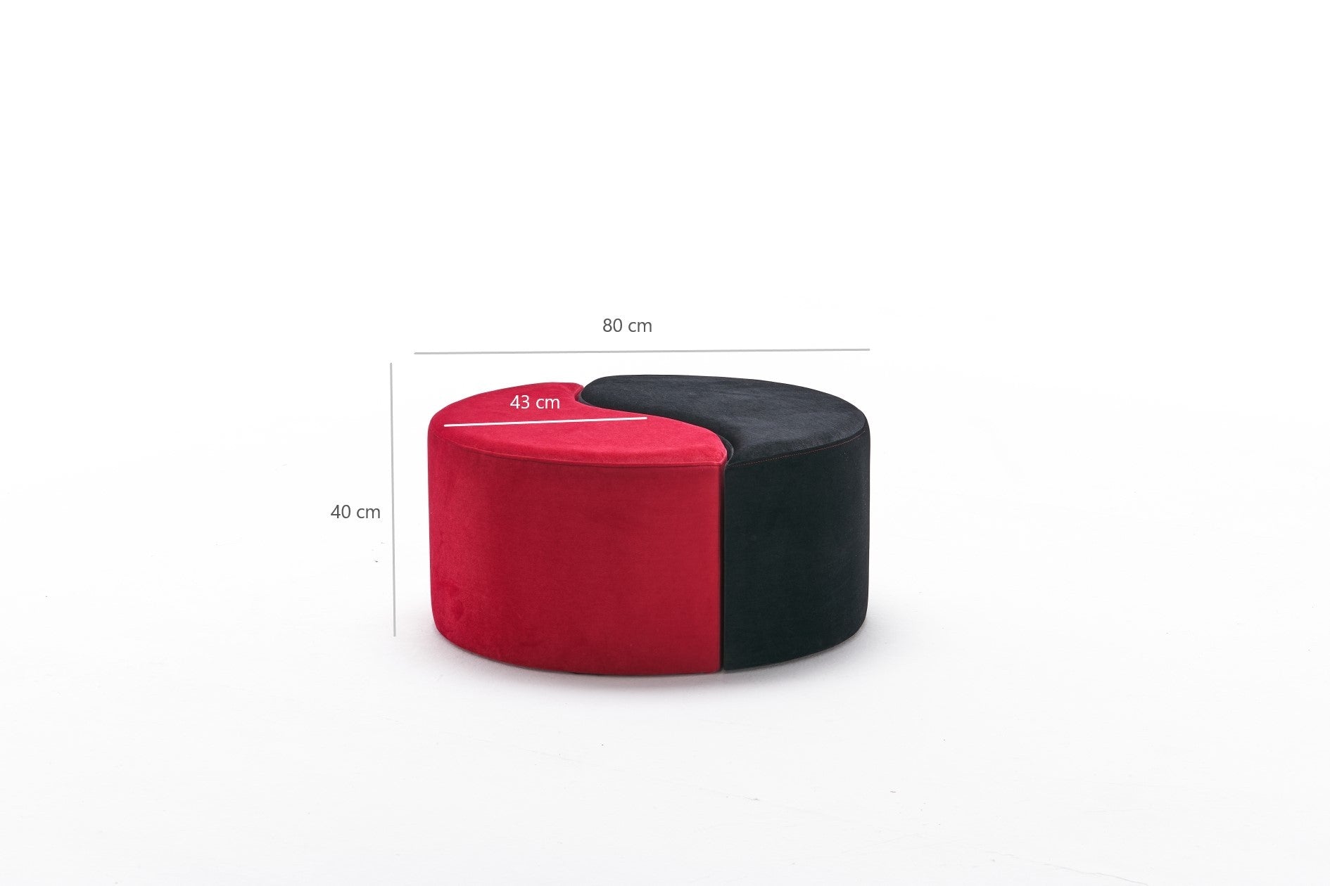 Asir Taburet tapitat cu stofa, Alis Negru / Rosu, Ø80xH40 cm