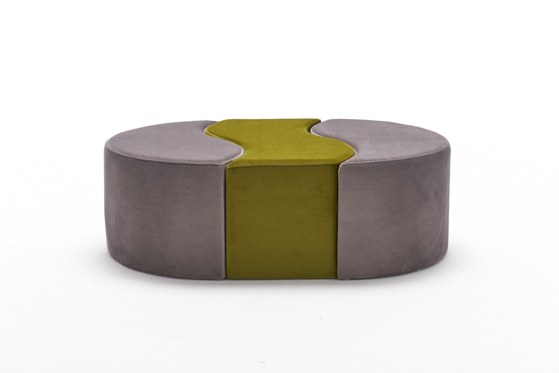 Asir Taburet tapitat cu stofa, Alya Grej / Verde Olive, l120xA80xH40 cm