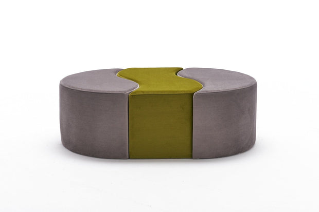 Asir Taburet tapitat cu stofa, Alya Grej / Verde Olive, l120xA80xH40 cm