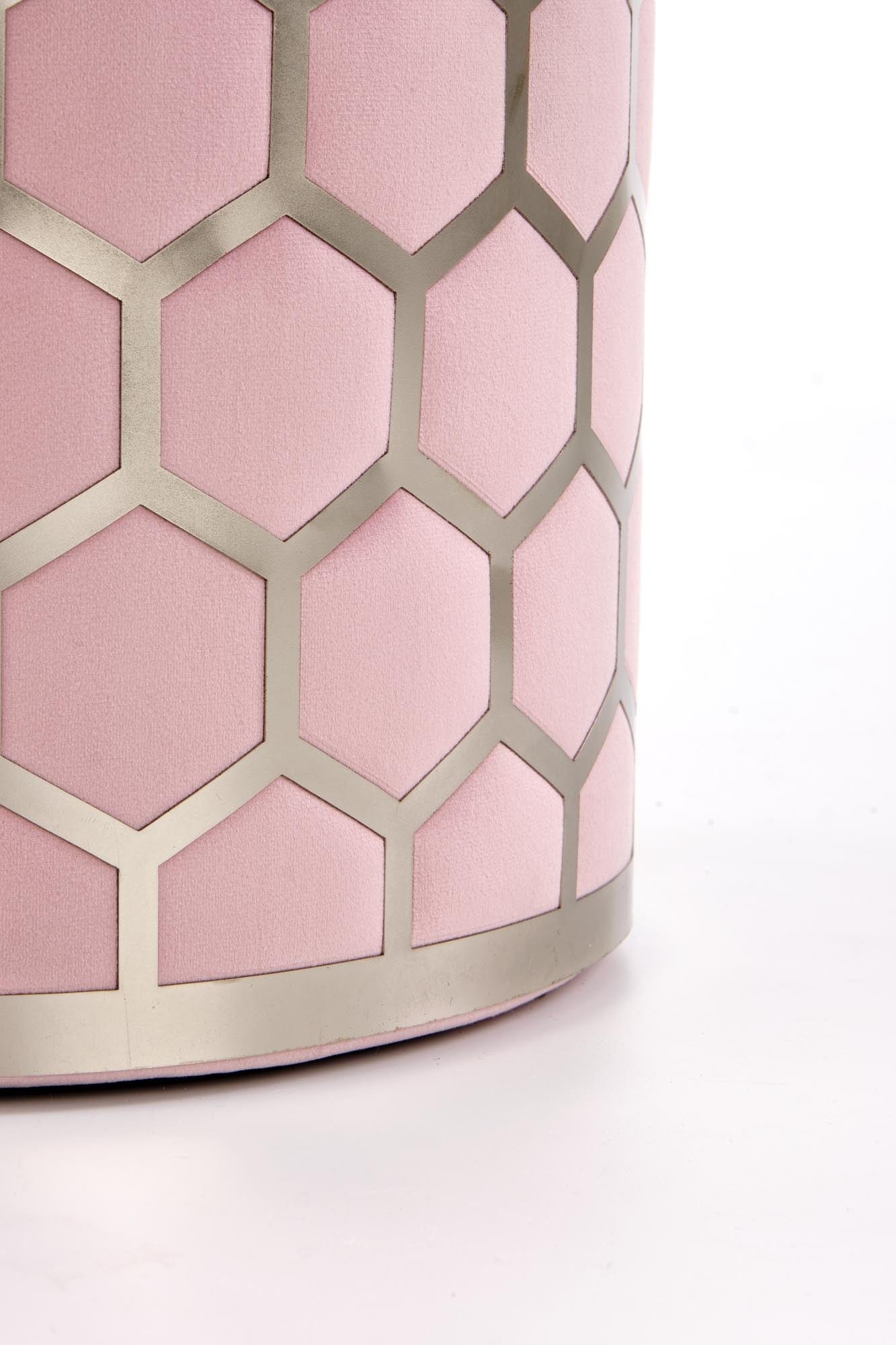 Taburet tapitat cu stofa, Aquarius Velvet Roz Deschis, Ø36xH44 cm (3)