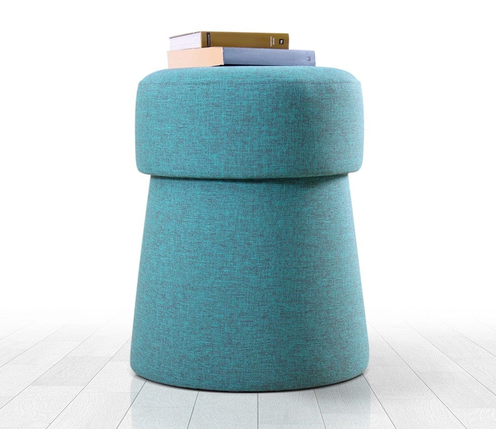Asir Taburet tapitat cu stofa, Beans Albastru, Ø40xH50 cm
