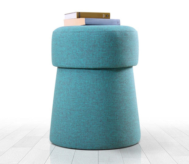 Asir Taburet tapitat cu stofa, Beans Albastru, Ø40xH50 cm