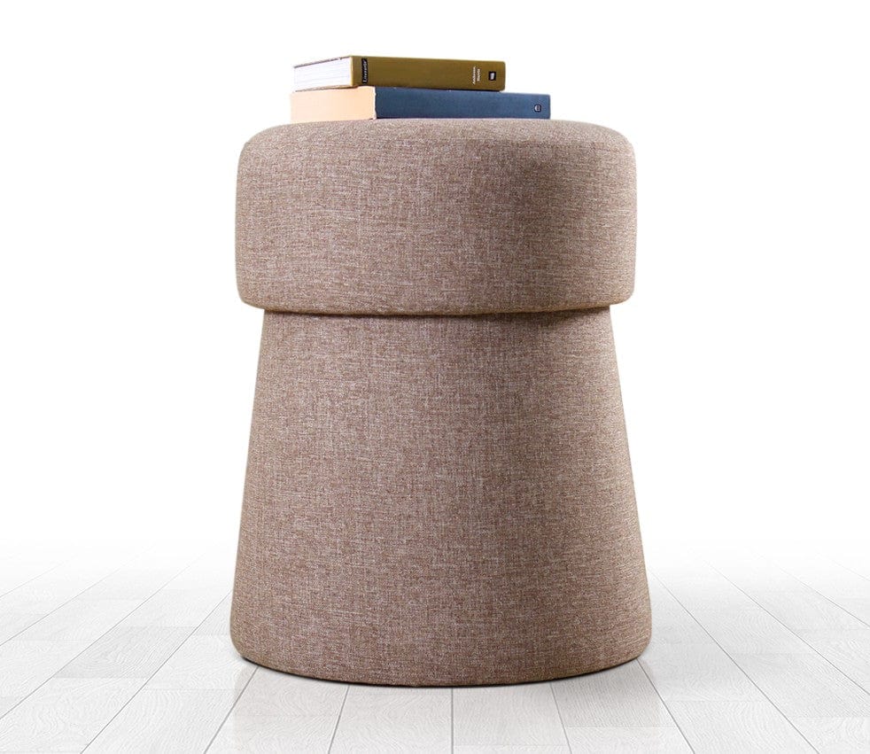 Asir Taburet tapitat cu stofa, Beans Cappuccino, Ø40xH50 cm