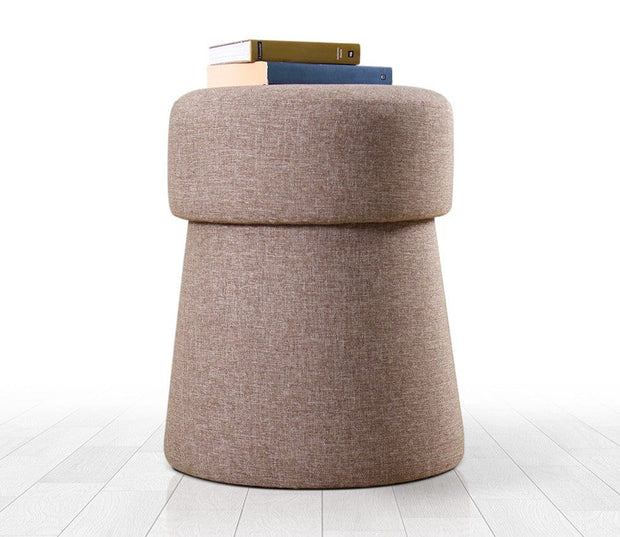 Asir Taburet tapitat cu stofa, Beans Cappuccino, Ø40xH50 cm