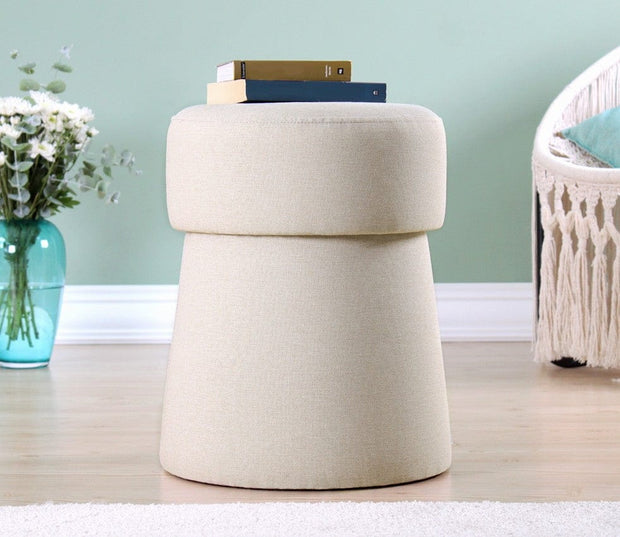 Asir Taburet tapitat cu stofa, Beans Crem, Ø40xH50 cm