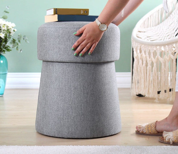 Asir Taburet tapitat cu stofa, Beans Gri deschis, Ø40xH50 cm
