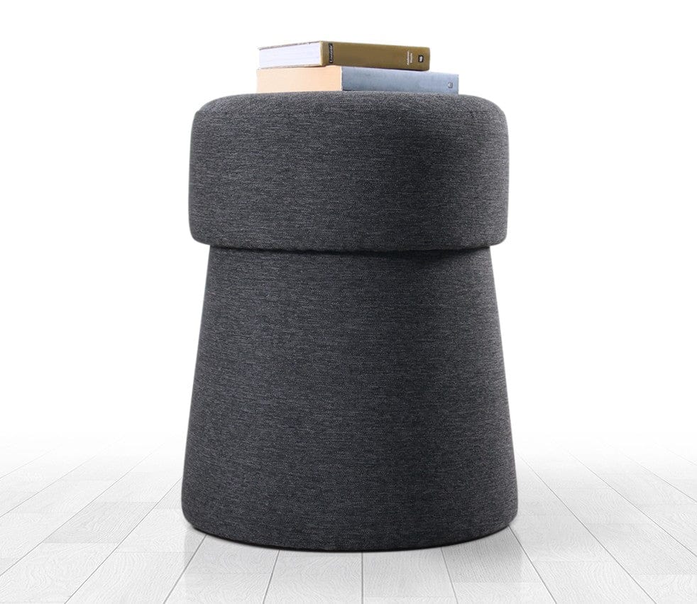 Asir Taburet tapitat cu stofa, Beans Gri Inchis, Ø40xH50 cm