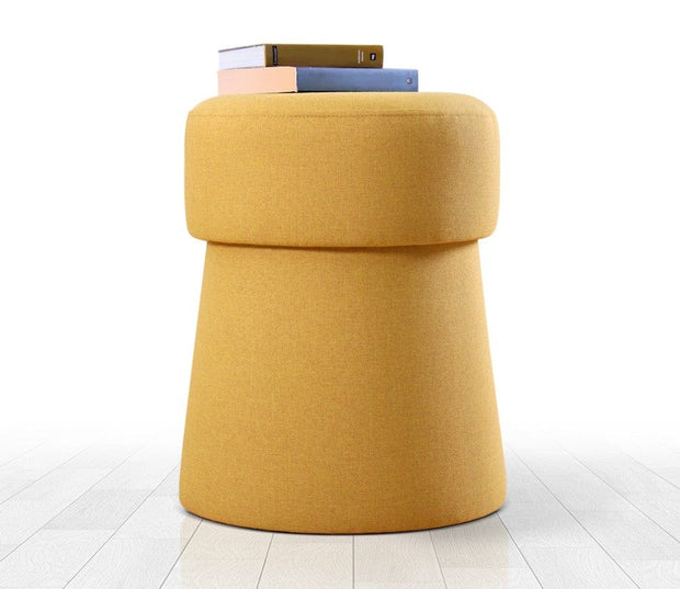 Asir Taburet tapitat cu stofa, Beans Mustariu, Ø40xH50 cm