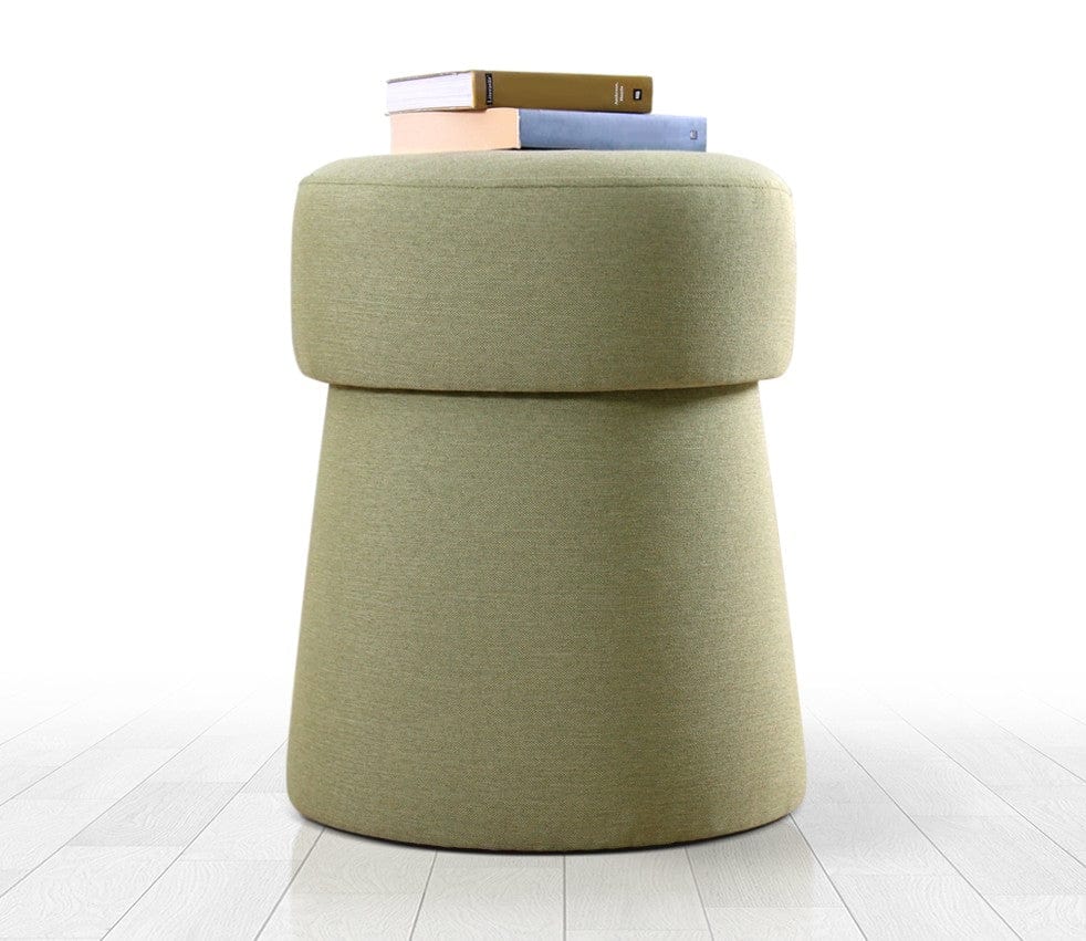 Asir Taburet tapitat cu stofa, Beans Verde Olive, Ø40xH50 cm