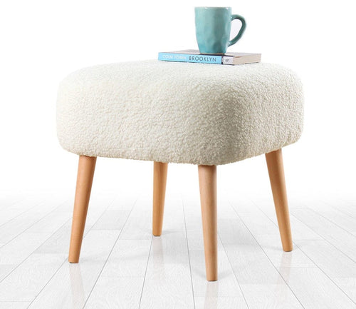 Asir Taburet tapitat cu stofa boucle, Moouv Alb, l45xA45xH43 cm