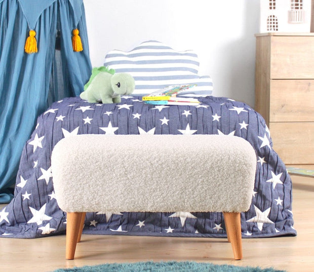 Asir Taburet tapitat cu stofa boucle, Moouv Alb, l61xA32xH33 cm